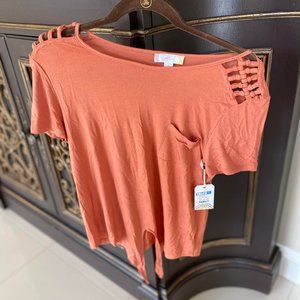 NWT Womens Coral Off the Shoulder Crop Top Orange